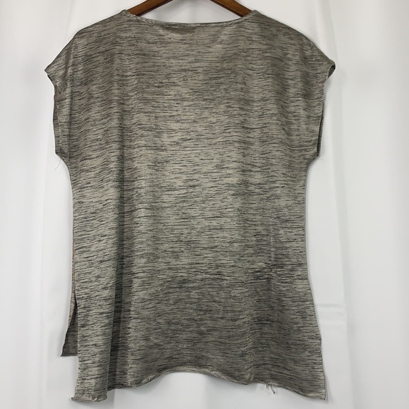 Dantelle Foil Print Step Hem Top - Metallic Copper/Silver, Size Large - Picture 4 of 7